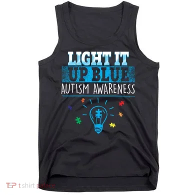 Light It Up Blue Autism Puzzle Bulb Tank Top