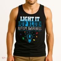 Light It Up Blue Autism Puzzle Bulb Tank Top thumb 3