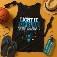 Light It Up Blue Autism Puzzle Bulb Tank Top thumb 4