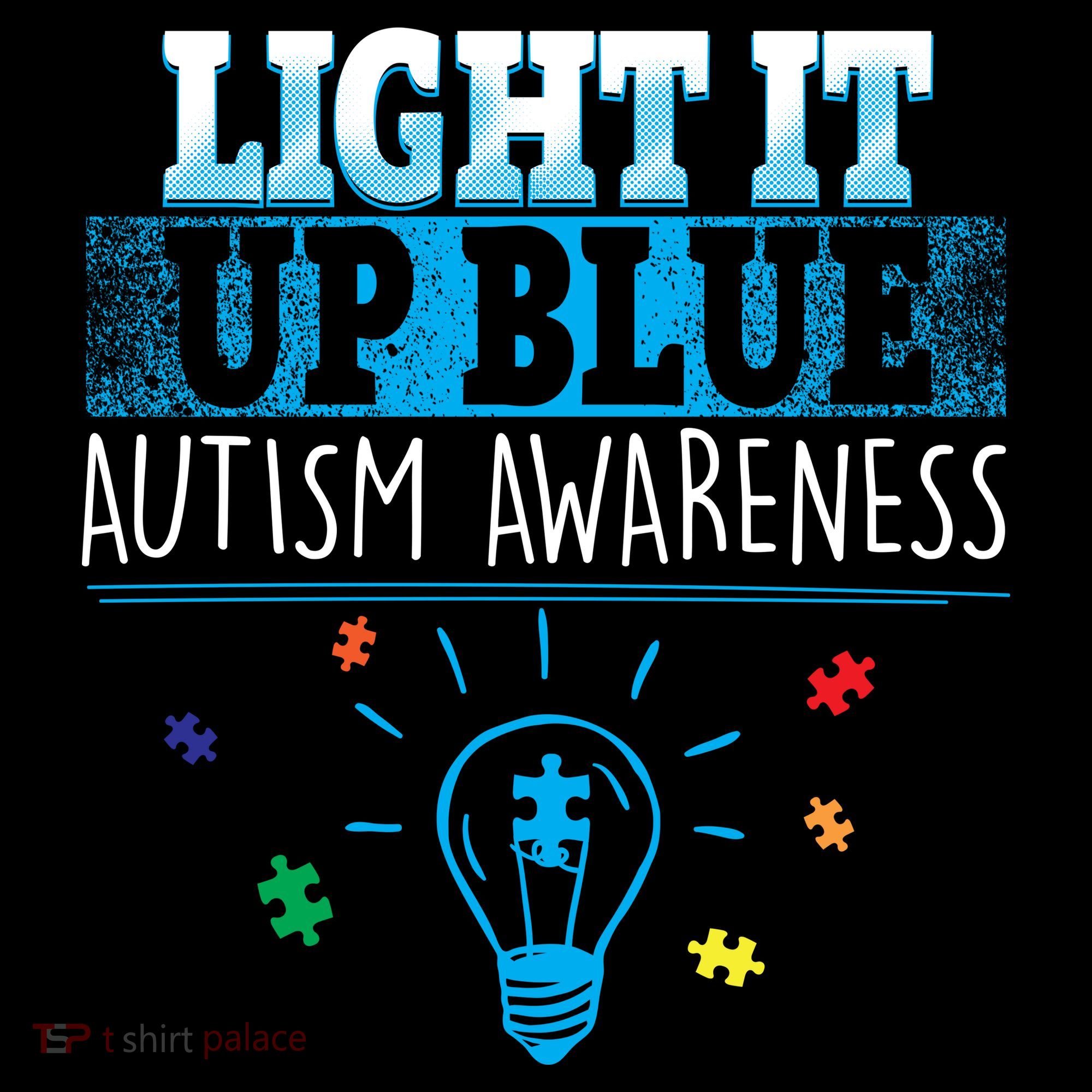 Light It Up Blue Autism Puzzle Bulb Toddler T-Shirt