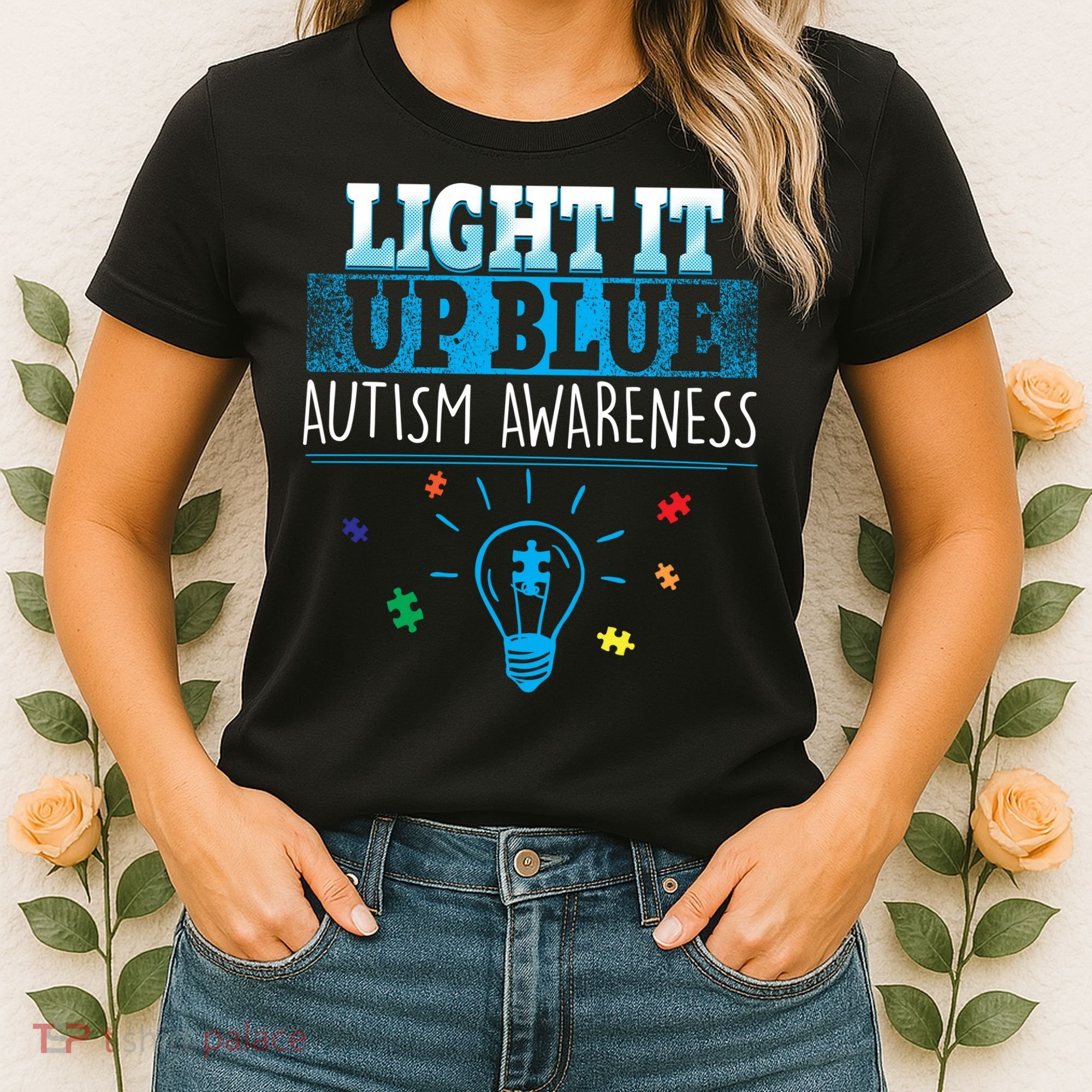 Light It Up Blue Autism Puzzle Bulb Women's T-Shirt