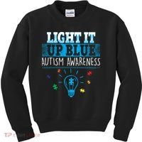 Light It Up Blue Autism Puzzle Bulb Kids Sweatshirt thumb 0