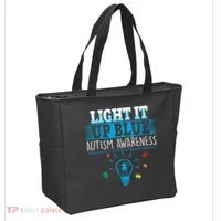 Light It Up Blue Autism Puzzle Bulb Tote Bag thumb 2