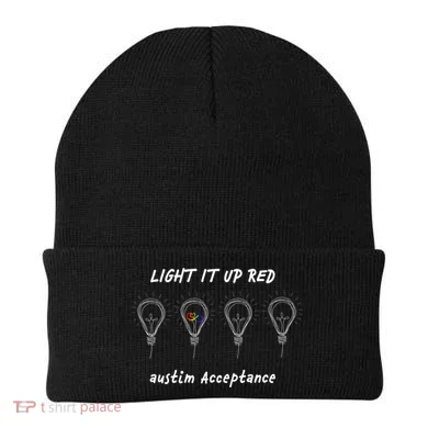 Light It Up Red Autism Acceptance Beanie