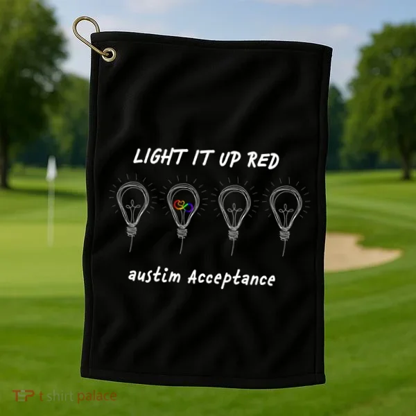 Light It Up Red Autism Acceptance Golf Towel
