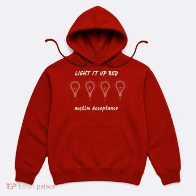 Light It Up Red Autism Acceptance Hoodie