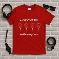 Light It Up Red Autism Acceptance T-Shirt thumb 5