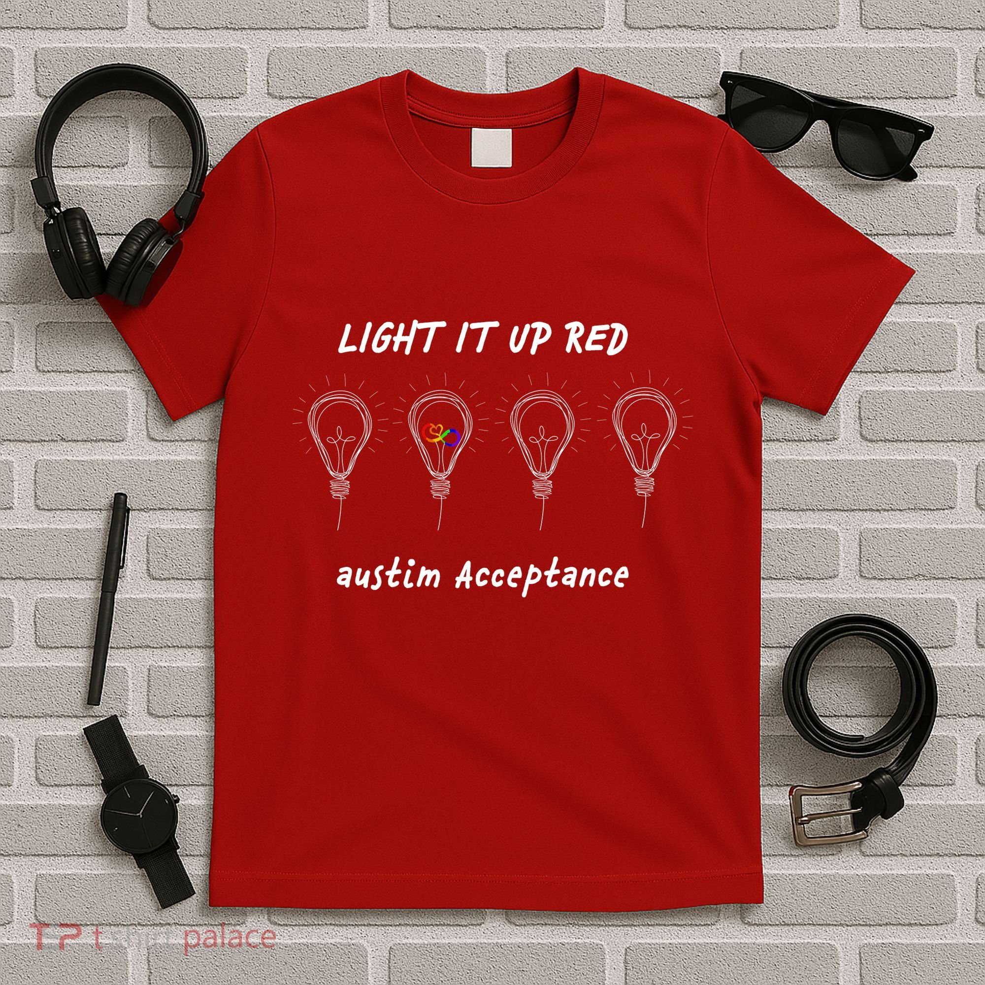 Light It Up Red Autism Acceptance T-Shirt
