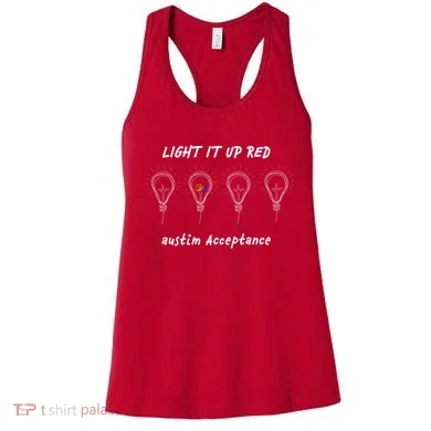 Light It Up Red Autism Acceptance Women's Tank Top