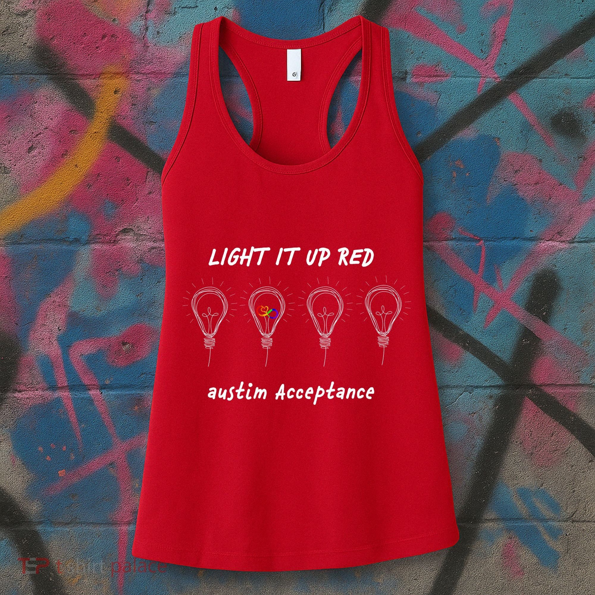 Light It Up Red Autism Acceptance Women's Tank Top