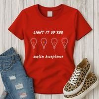 Light It Up Red Autism Acceptance Women's T-Shirt thumb 3