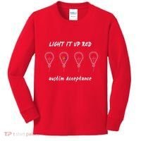 Light It Up Red Autism Acceptance Kids Long Sleeve Shirt thumb 0