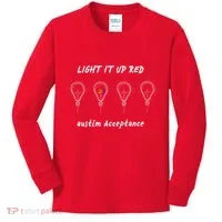 Light It Up Red Autism Acceptance Kids Long Sleeve Shirt thumb 0