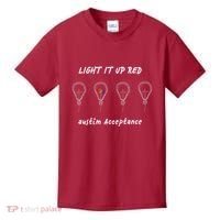 Light It Up Red Autism Acceptance Kids T-Shirt thumb 0