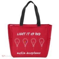 Light It Up Red Autism Acceptance Tote Bag thumb 0