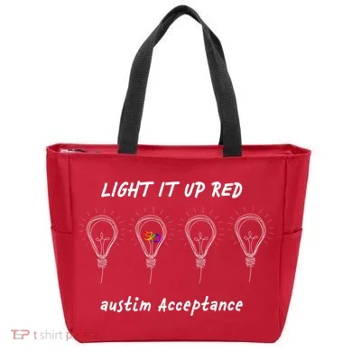 Light It Up Red Autism Acceptance Tote Bag