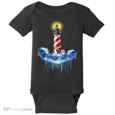 Lighthouse Anchor Water Color Baby Bodysuit
