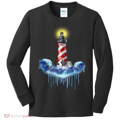 Lighthouse Anchor Water Color Kids Long Sleeve Shirt