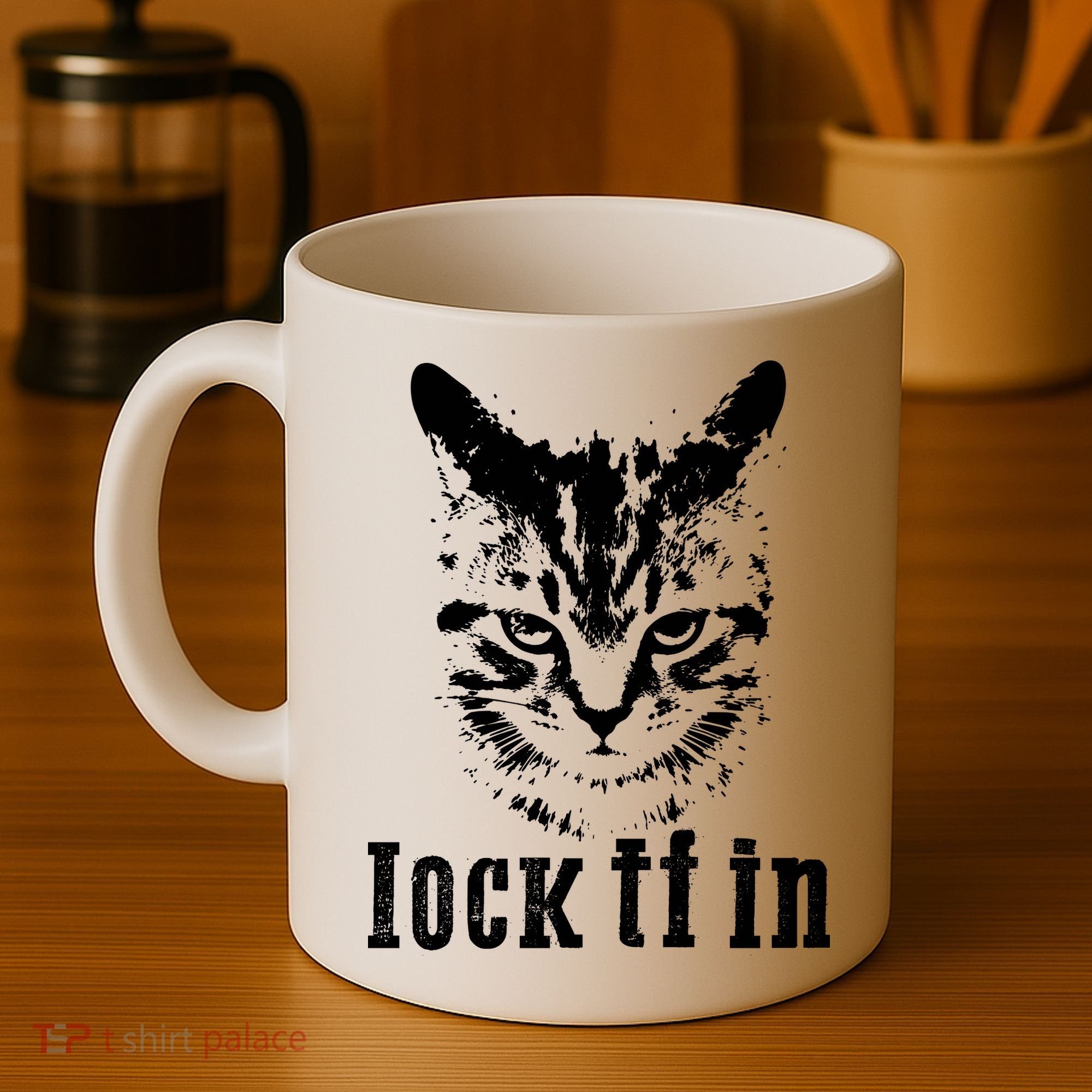 Lock It In: Fierce Cat Coffee Mug