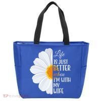 Life Is Just Better When I'm With My Wife Sunflower Tote Bag thumb 0