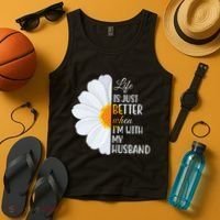 Life Is Just Better When I'm With My Husband Sunflower Tank Top thumb 4