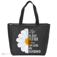 Life Is Just Better When I'm With My Husband Sunflower Tote Bag thumb 0