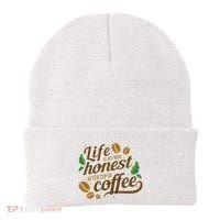 Life Is Just More Honest After Cup Of Coffee Funny Beanie thumb 0