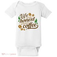 Life Is Just More Honest After Cup Of Coffee Funny Baby Bodysuit thumb 0
