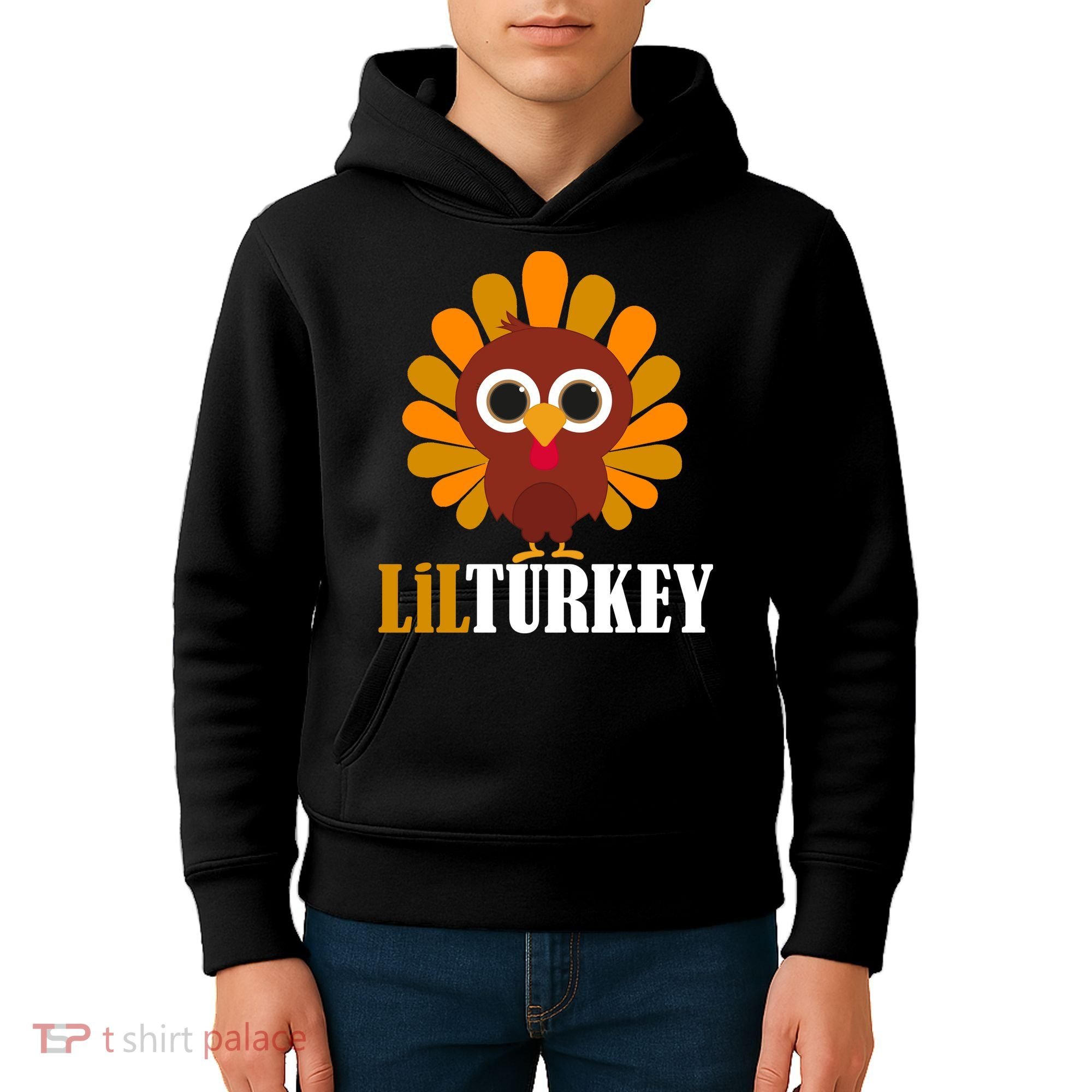 Lil Turkey Cute Thanksgiving  Kids Hoodie