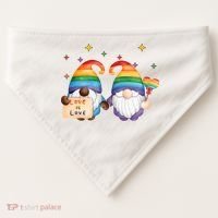 Love Is Love Rainbow Gnome USA-Made Doggie Bandana thumb 0