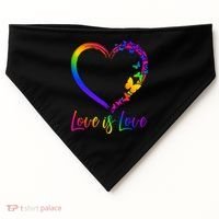 Love Is Love Rainbow Butterfly Heart USA-Made Doggie Bandana thumb 0