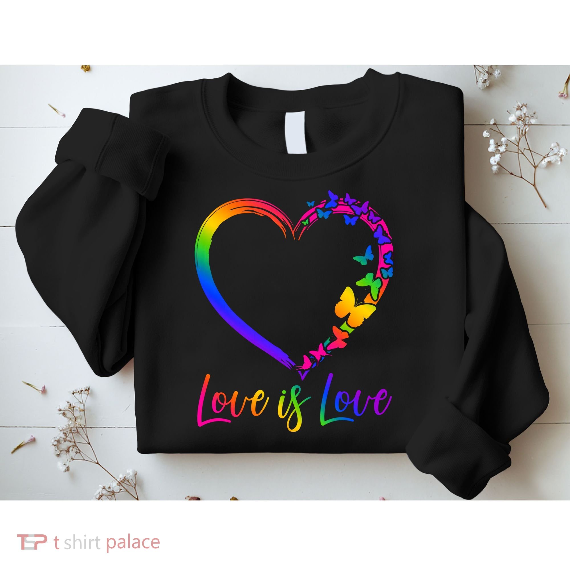 Love Is Love Rainbow Butterfly Heart Sweatshirt