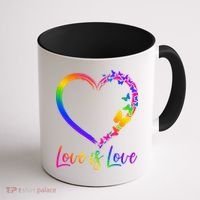 Love Is Love Rainbow Butterfly Heart Coffee Mug thumb 1