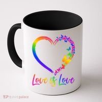 Love Is Love Rainbow Butterfly Heart Coffee Mug thumb 0
