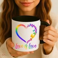 Love Is Love Rainbow Butterfly Heart Coffee Mug thumb 3