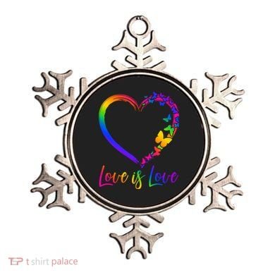 Love Is Love Rainbow Butterfly Heart Ornament