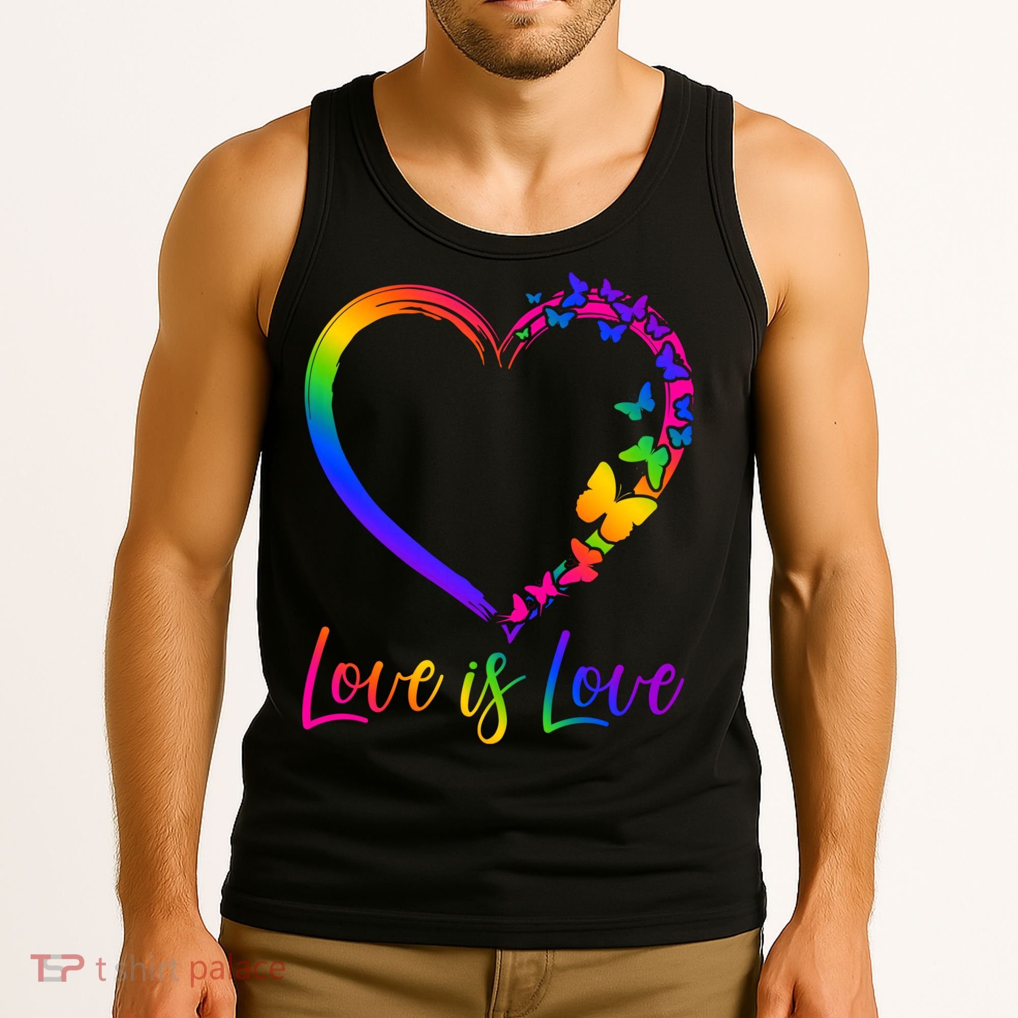 Love Is Love Rainbow Butterfly Heart Tank Top