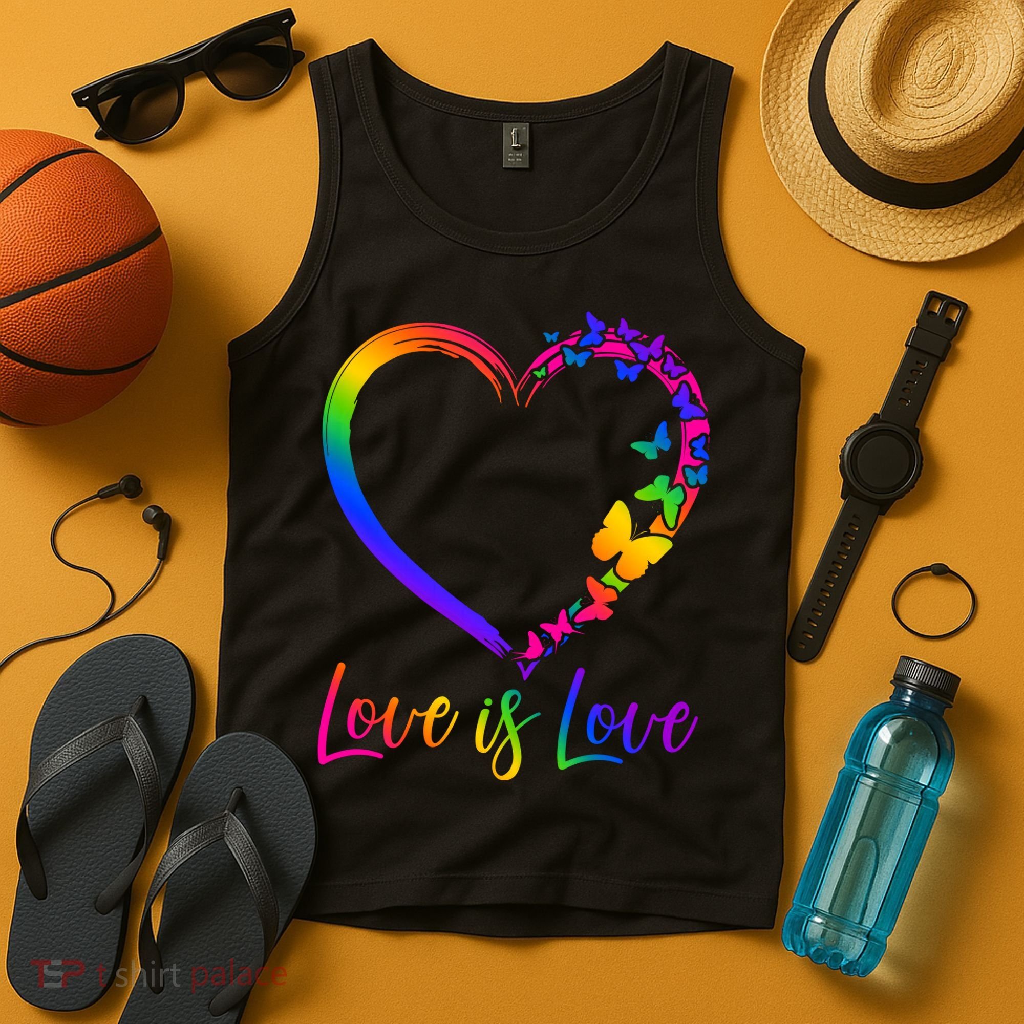 Love Is Love Rainbow Butterfly Heart Tank Top