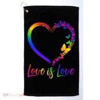 Love Is Love Rainbow Butterfly Heart Golf Towel thumb 0