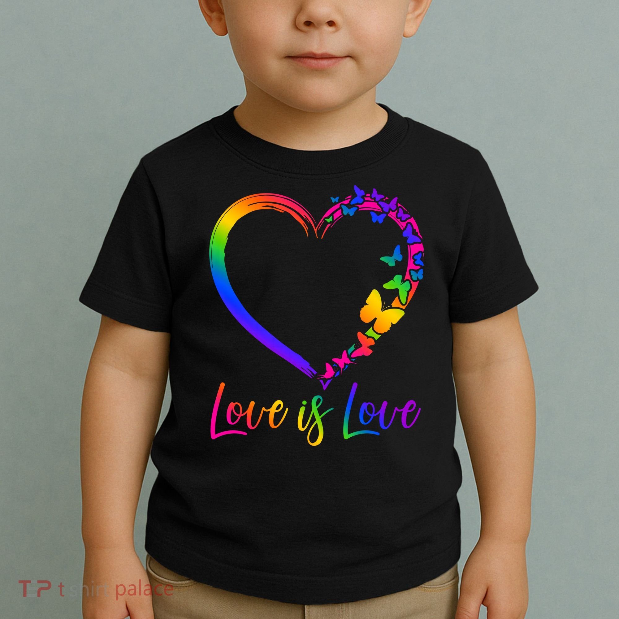 Love Is Love Rainbow Butterfly Heart Toddler T-Shirt