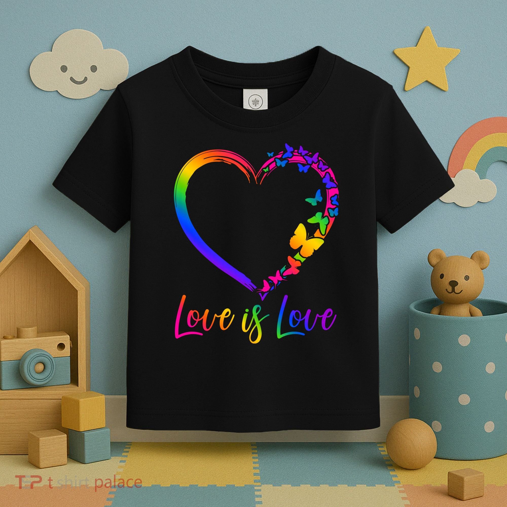 Love Is Love Rainbow Butterfly Heart Toddler T-Shirt