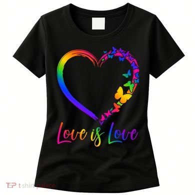 Love Is Love Rainbow Butterfly Heart Women's T-Shirt