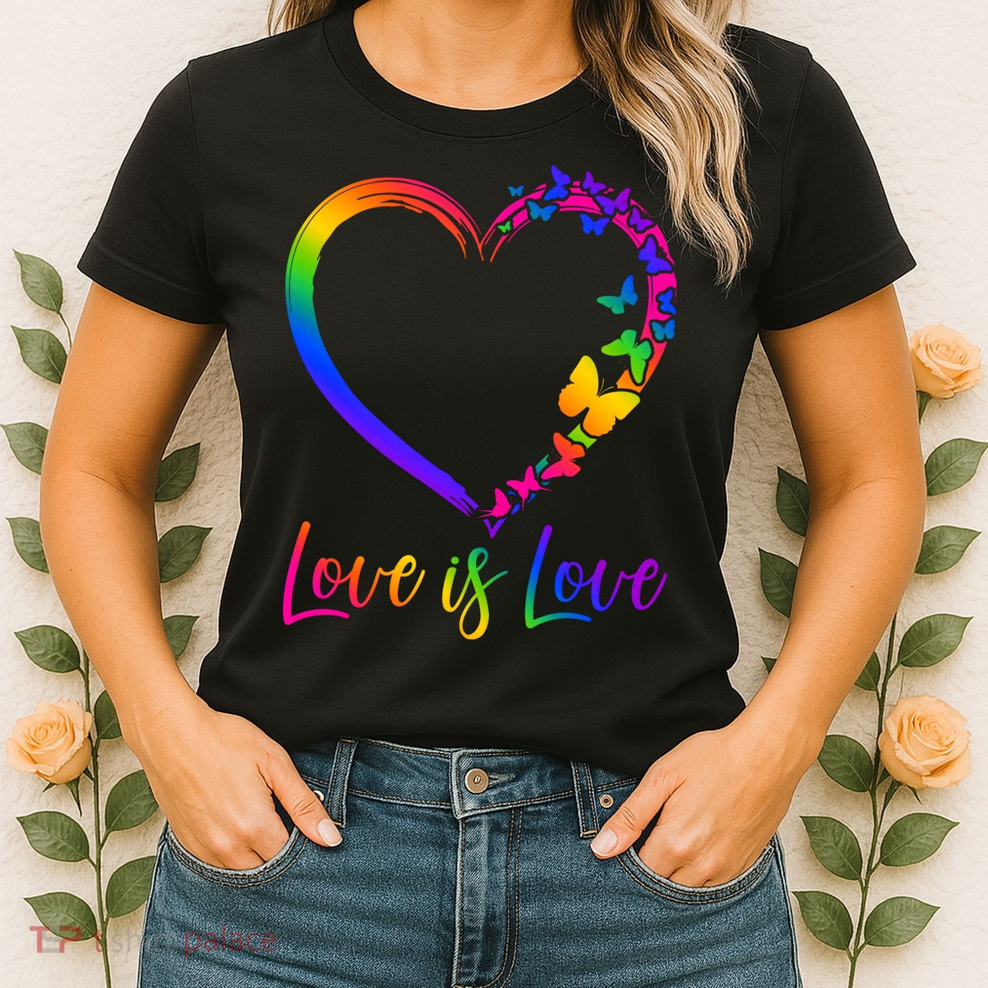 Love Is Love Rainbow Butterfly Heart Women's T-Shirt