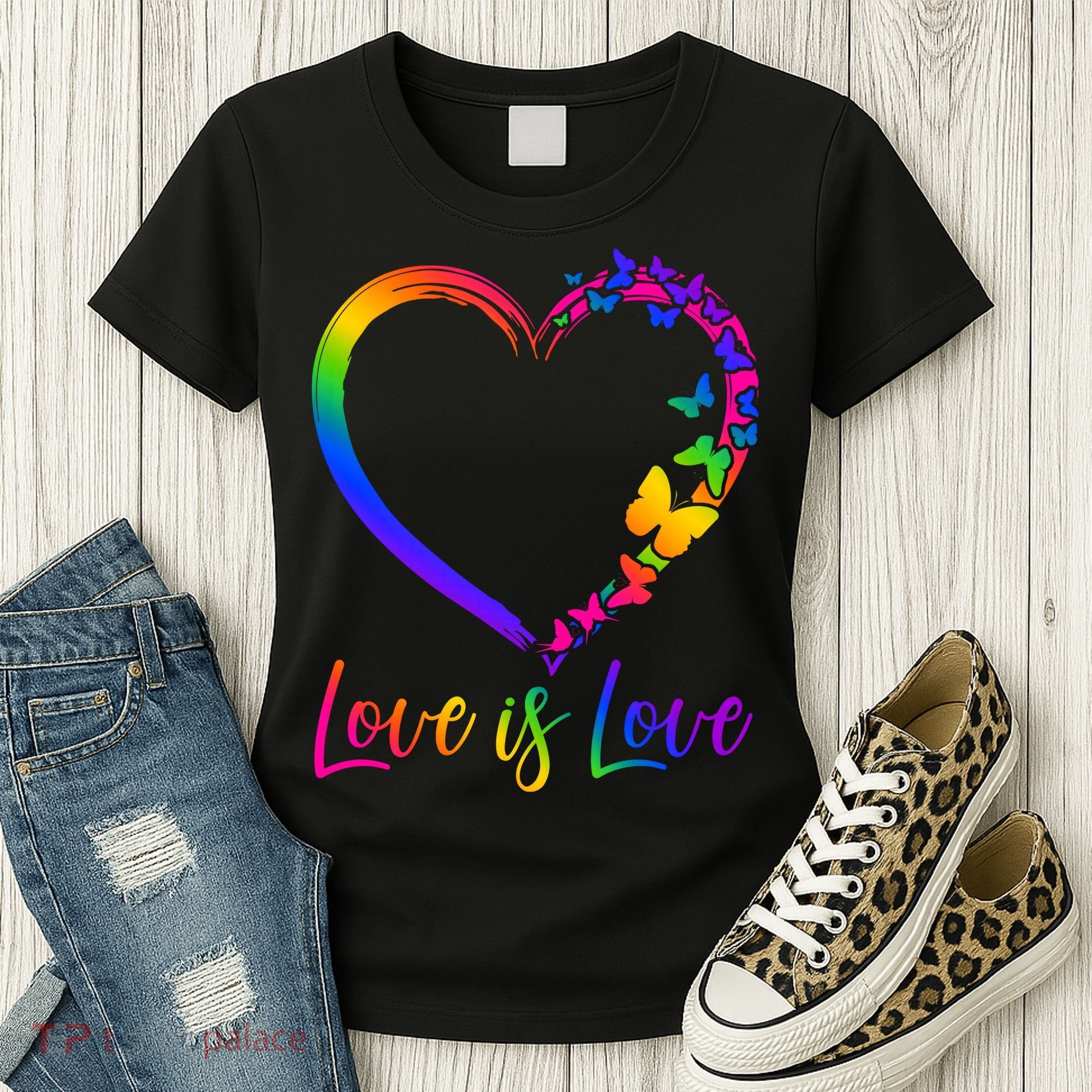 Love Is Love Rainbow Butterfly Heart Women's T-Shirt