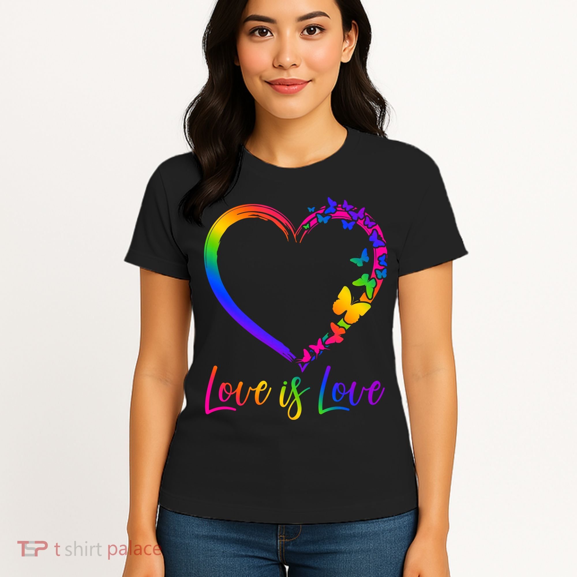 Love Is Love Rainbow Butterfly Heart Women's T-Shirt