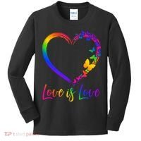 Love Is Love Rainbow Butterfly Heart Kids Long Sleeve Shirt thumb 0