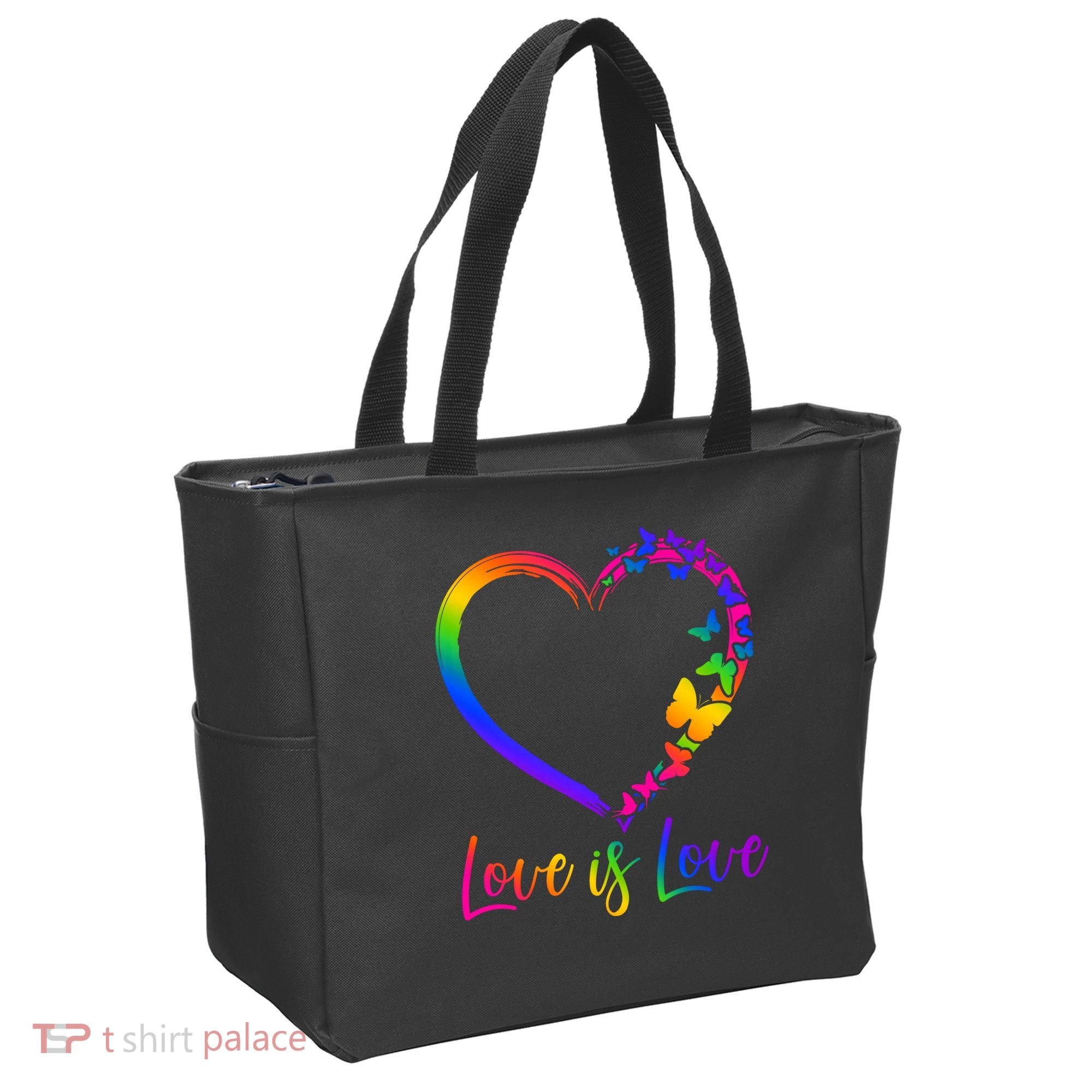 Love Is Love Rainbow Butterfly Heart Tote Bag
