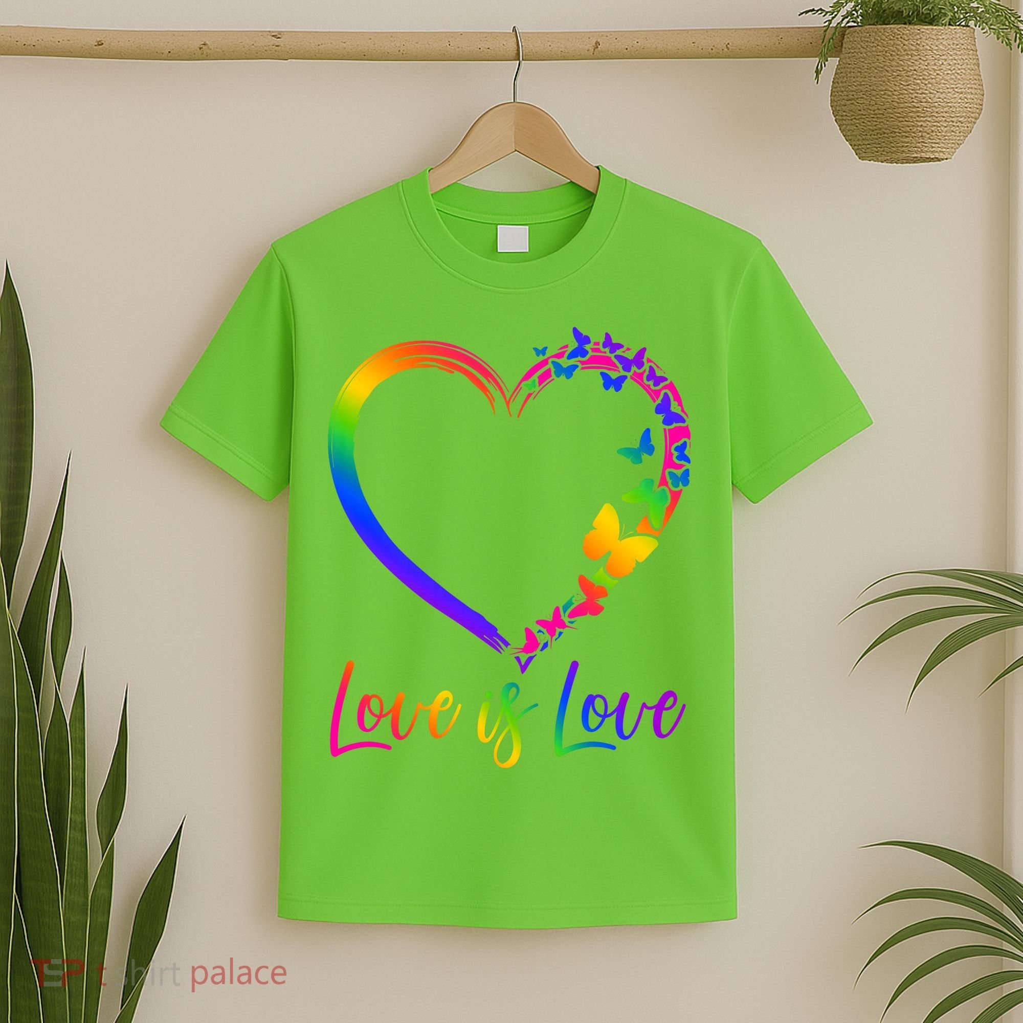 Love Is Love Rainbow Butterfly Heart T-Shirt