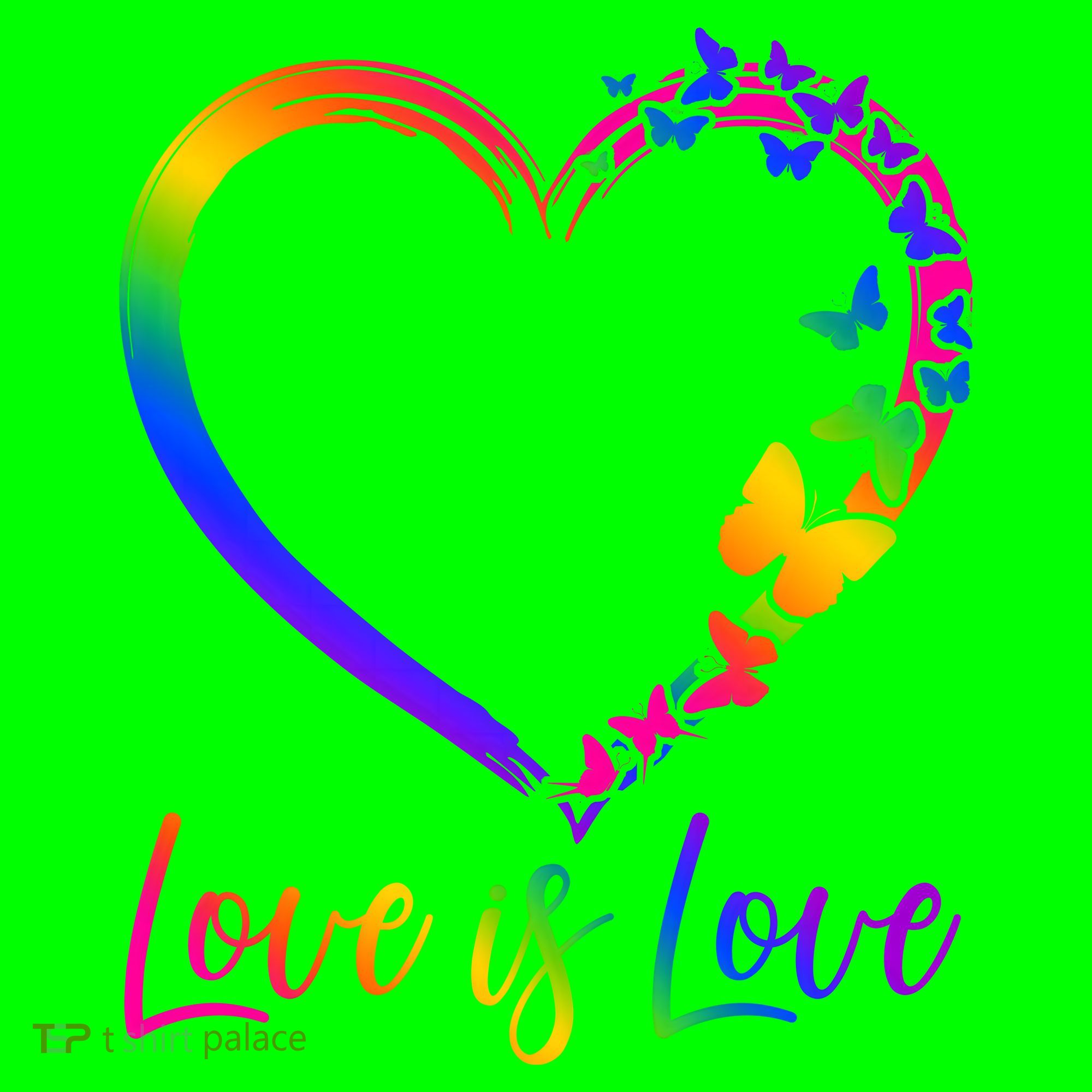 Love Is Love Rainbow Butterfly Heart T-Shirt