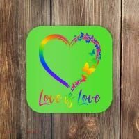 Love Is Love Rainbow Butterfly Heart Coaster thumb 0